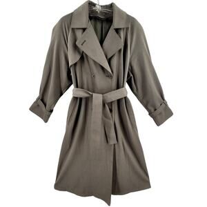 Retro London Fog Khaki Trench‎ Coat Belted Womens Coat Militarycore Iconic Style